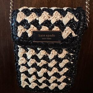 Kate Spade Black and Cream Woven Crossbody